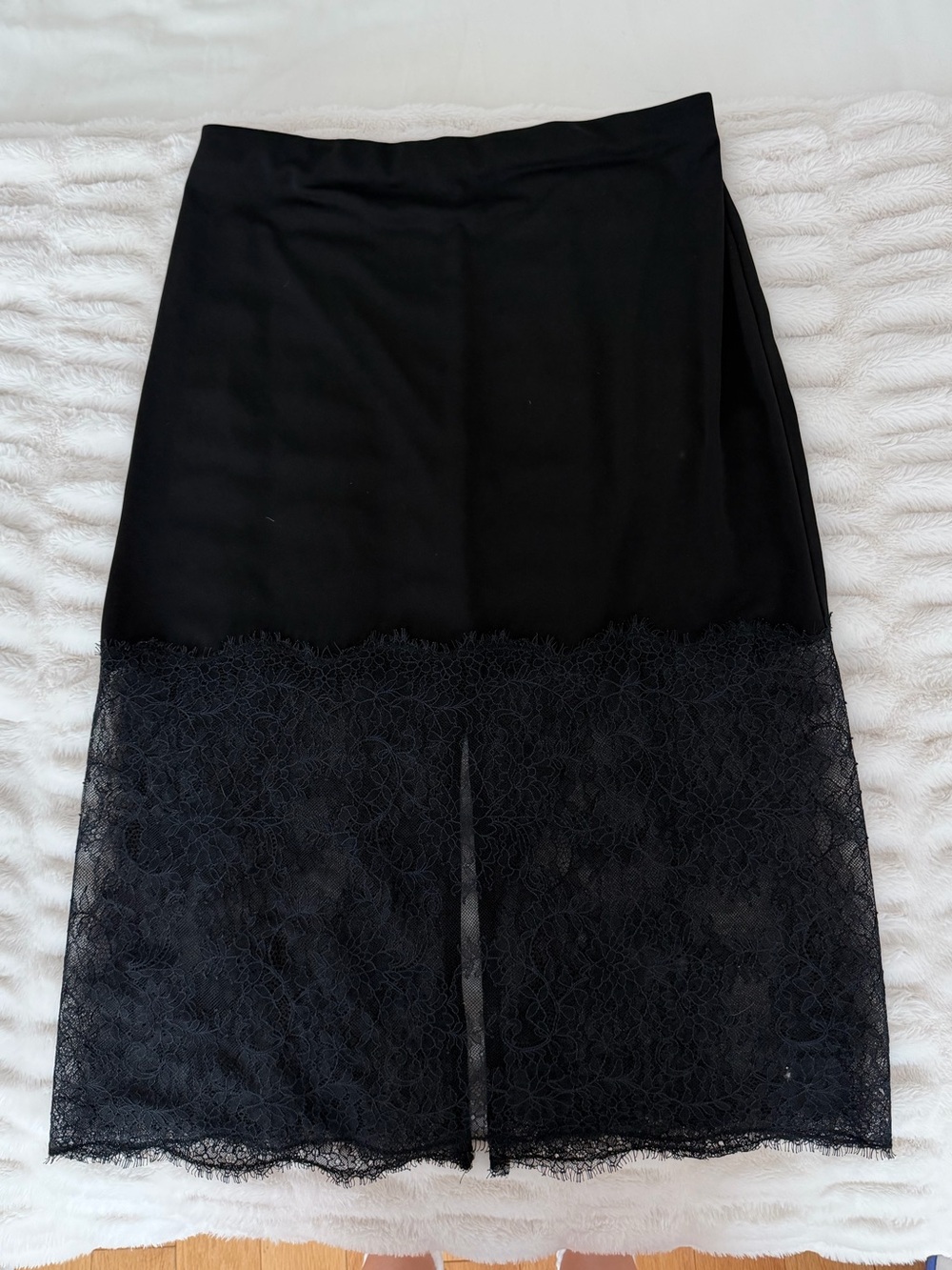 Revolve Black Lace-Hem Midi Skirt